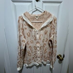 POL Cream and Tan Animal Print Cardigan